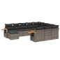 vidaXL Set de sofás de jardín 11 pzas y cojines ratán sintético gris vidaXL Set de sofás de jardín 11 pzas y cojines ratán sintético gris