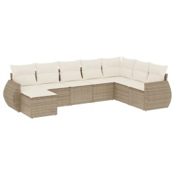 vidaXL Juego de sofás de jardín con cojines beige 8 pzas ratán PE