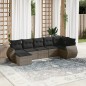 vidaXL Set de sofás de jardín 7 piezas con cojines ratán PE gris vidaXL Set de sofás de jardín 7 piezas con cojines ratán PE gris