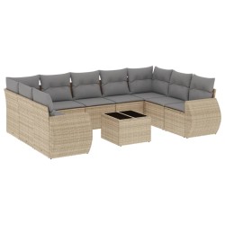 vidaXL Juego de sofás jardín con cojines beige 10 pzas ratán sintético