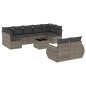 vidaXL Set de sofás de jardín 10 pzas con cojines ratán sintético gris vidaXL Set de sofás de jardín 10 pzas con cojines ratán sintético gris