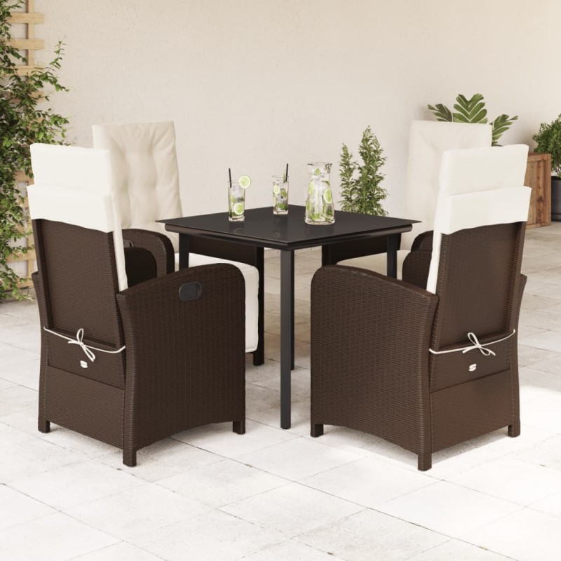 vidaXL Set comedor de jardín 5 piezas y cojines ratán sintético marrón vidaXL Set comedor de jardín 5 piezas y cojines ratán sintético marrón