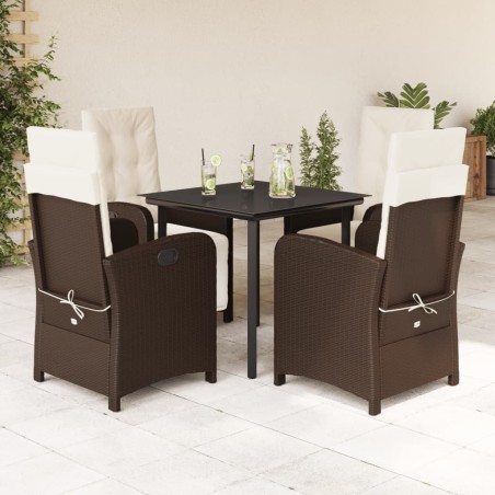 vidaXL Set comedor de jardín 5 piezas y cojines ratán sintético marrón