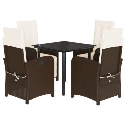 vidaXL Set comedor de jardín 5 piezas y cojines ratán sintético marrón