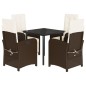 vidaXL Set comedor de jardín 5 piezas y cojines ratán sintético marrón vidaXL Set comedor de jardín 5 piezas y cojines ratán sintético marrón