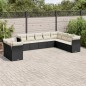vidaXL Set de sofás de jardín 10 pzas cojines ratán sintético negro vidaXL Set de sofás de jardín 10 pzas cojines ratán sintético negro