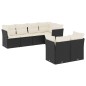 vidaXL Set de comedor de jardín 7 pzas y cojines ratán sintético negro vidaXL Set de comedor de jardín 7 pzas y cojines ratán sintético negro
