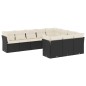 vidaXL Set de sofás de jardín 10 pzas cojines ratán sintético negro vidaXL Set de sofás de jardín 10 pzas cojines ratán sintético negro