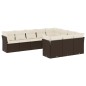 vidaXL Set de sofás de jardín 10 pzas y cojines ratán sintético marrón vidaXL Set de sofás de jardín 10 pzas y cojines ratán sintético marrón