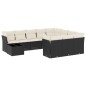 vidaXL Set de sofás de jardín 11 pzas y cojines ratán sintético negro vidaXL Set de sofás de jardín 11 pzas y cojines ratán sintético negro