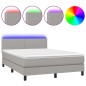 vidaXL Cama box spring colchón y luces LED tela gris claro 140x190 cm vidaXL Cama box spring colchón y luces LED tela gris claro 140x190 cm
