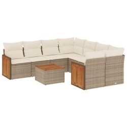 vidaXL Set de sofás de jardín 9 pzas con cojines ratán sintético beige