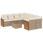vidaXL Set de sofás de jardín 9 pzas con cojines ratán sintético beige vidaXL Set de sofás de jardín 9 pzas con cojines ratán sintético beige