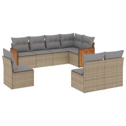vidaXL Juego de sofás de jardín con cojines beige 8 pzas ratán PE