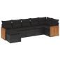 vidaXL Set de comedor de jardín 7 pzas y cojines ratán sintético negro