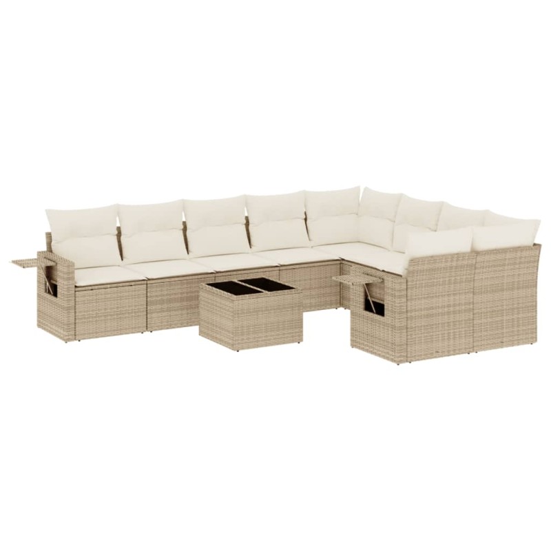 vidaXL Juego de sofás jardín con cojines beige 10 pzas ratán sintético vidaXL Juego de sofás jardín con cojines beige 10 pzas ratán sintético