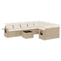vidaXL Juego de sofás jardín con cojines beige 10 pzas ratán sintético vidaXL Juego de sofás jardín con cojines beige 10 pzas ratán sintético