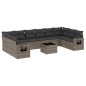 vidaXL Set de sofás de jardín 11 pzas y cojines ratán sintético gris