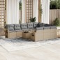 vidaXL Set de sofás de jardín 11pzas con cojines ratán sintético beige vidaXL Set de sofás de jardín 11pzas con cojines ratán sintético beige