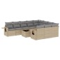 vidaXL Set de sofás de jardín 11pzas con cojines ratán sintético beige vidaXL Set de sofás de jardín 11pzas con cojines ratán sintético beige