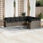 vidaXL Set de muebles de jardín 9 pzas y cojines ratán sintético gris