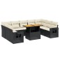 vidaXL Set de sofás de jardín 10 pzas cojines ratán sintético negro