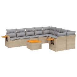 vidaXL Juego de sofás jardín con cojines beige 10 pzas ratán sintético