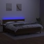 vidaXL Cama box spring colchón luces LED tela marrón oscuro 160x200cm vidaXL Cama box spring colchón luces LED tela marrón oscuro 160x200cm