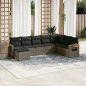 vidaXL Set de sofás de jardín 8 pzas y cojines ratán sintético gris vidaXL Set de sofás de jardín 8 pzas y cojines ratán sintético gris