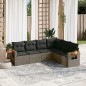 vidaXL Set de muebles de jardín 6 pzas y cojines ratán sintético gris vidaXL Set de muebles de jardín 6 pzas y cojines ratán sintético gris
