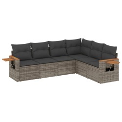 vidaXL Set de muebles de jardín 6 pzas y cojines ratán sintético gris