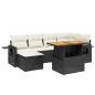 vidaXL Set de comedor de jardín 7 pzas y cojines ratán sintético negro vidaXL Set de comedor de jardín 7 pzas y cojines ratán sintético negro