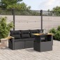 vidaXL Set de muebles de jardín 5 pzas y cojines ratán sintético negro