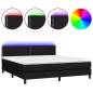 vidaXL Cama box spring colchón y luces LED tela negro 180x200 cm vidaXL Cama box spring colchón y luces LED tela negro 180x200 cm