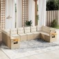 vidaXL Juego de sofás jardín con cojines beige 10 pzas ratán sintético vidaXL Juego de sofás jardín con cojines beige 10 pzas ratán sintético