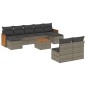 vidaXL Set de sofás de jardín 10 pzas con cojines ratán sintético gris