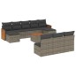 vidaXL Set de sofás de jardín 11 pzas y cojines ratán sintético gris