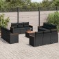vidaXL Set de sofás de jardín y cojines 13 pzas ratán sintético negro vidaXL Set de sofás de jardín y cojines 13 pzas ratán sintético negro