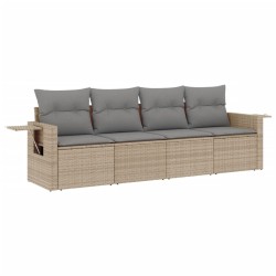 vidaXL Juego de sofás jardín con cojines 4 pzas ratán sintético beige