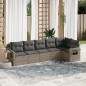 vidaXL Set de muebles de jardín 6 pzas y cojines ratán sintético gris