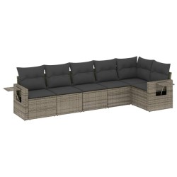 vidaXL Set de muebles de jardín 6 pzas y cojines ratán sintético gris