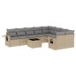 vidaXL Juego de sofás jardín con cojines beige 10 pzas ratán sintético vidaXL Juego de sofás jardín con cojines beige 10 pzas ratán sintético