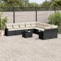 vidaXL Set de sofás de jardín 11 pzas y cojines ratán sintético negro vidaXL Set de sofás de jardín 11 pzas y cojines ratán sintético negro