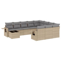 vidaXL Set de sofás de jardín 11pzas con cojines ratán sintético beige