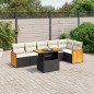vidaXL Set de comedor de jardín 7 pzas y cojines ratán sintético negro vidaXL Set de comedor de jardín 7 pzas y cojines ratán sintético negro