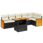 vidaXL Set de comedor de jardín 7 pzas y cojines ratán sintético negro vidaXL Set de comedor de jardín 7 pzas y cojines ratán sintético negro