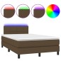 vidaXL Cama box spring con colchón y LED tela marrón oscuro 120x200 cm vidaXL Cama box spring con colchón y LED tela marrón oscuro 120x200 cm