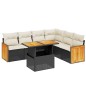 vidaXL Set de comedor de jardín 7 pzas y cojines ratán sintético negro