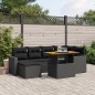 vidaXL Set de comedor de jardín 7 pzas y cojines ratán sintético negro vidaXL Set de comedor de jardín 7 pzas y cojines ratán sintético negro