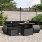 vidaXL Set de comedor de jardín 7 pzas y cojines ratán sintético negro vidaXL Set de comedor de jardín 7 pzas y cojines ratán sintético negro